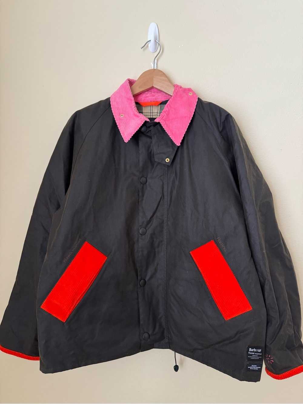 Barbour x Flower Mountain Transport Waxed Jacket Fuchsia Small - Picture 2 of 7